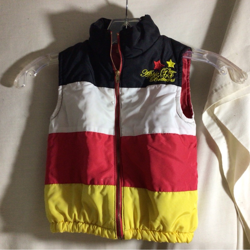 Apple Bottoms Kids Colorblock Puffer Vest in Black, White, Red & Yellow